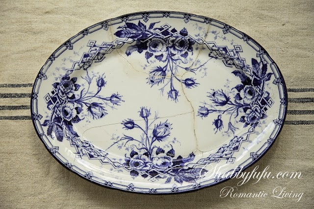 antique french platter blue