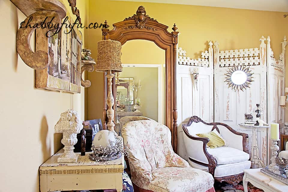 French country decor in Texas - elegant and chic dressing area in a french country style bedroom