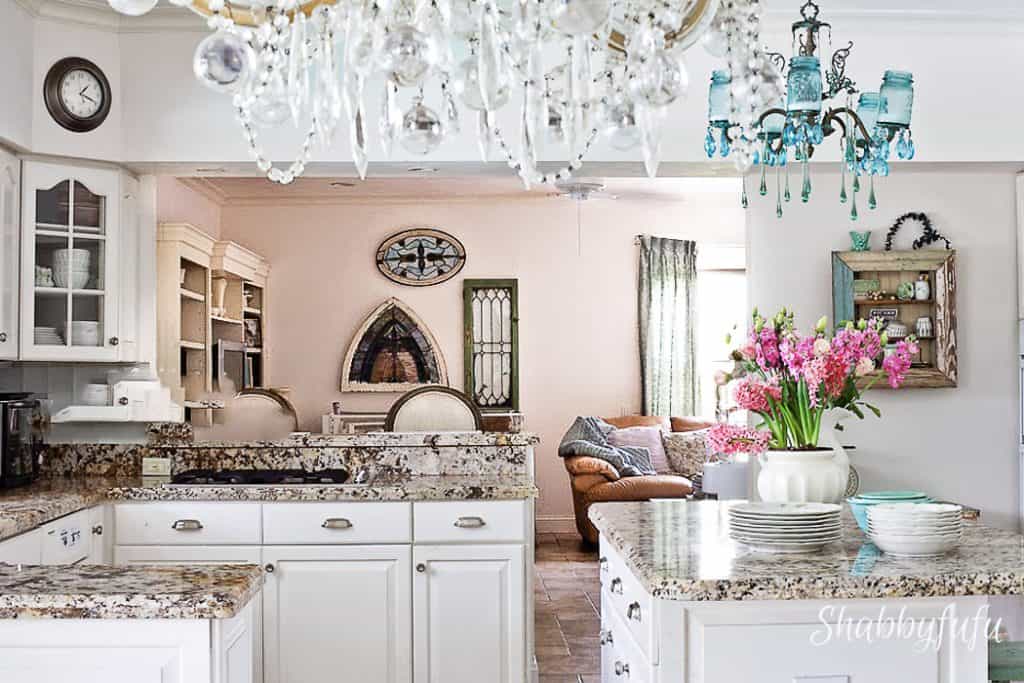 white kitchen with granite