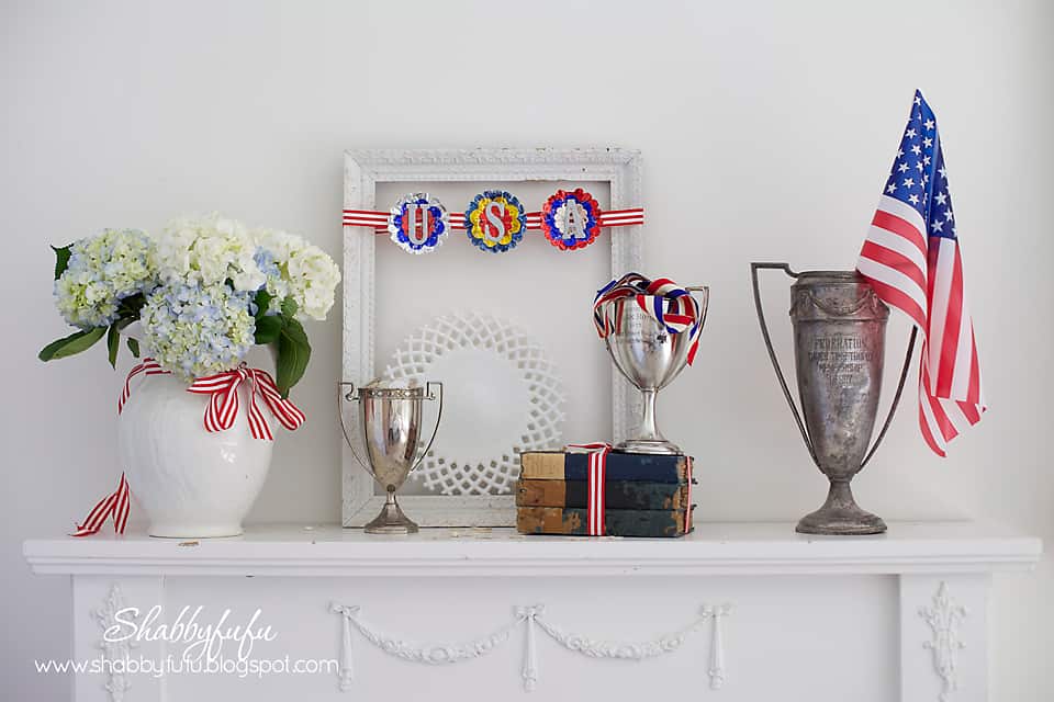 Easy All American Mantel For The 4th Of July…Thinking COLOR