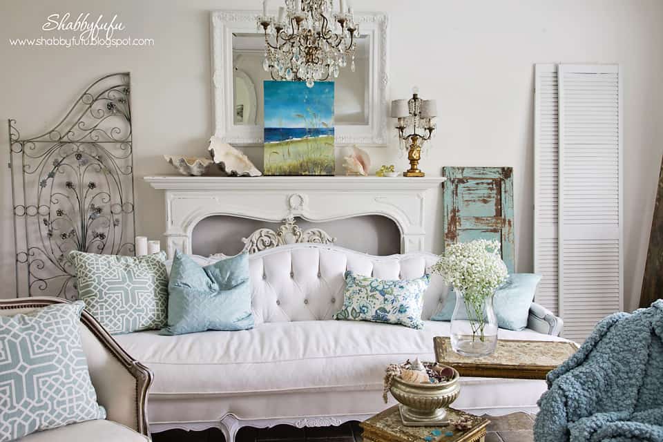 five minute styling tips - white room with accents of coastal blues and greens