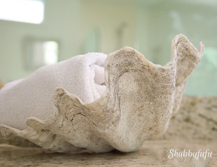 giant clam shell holding towels