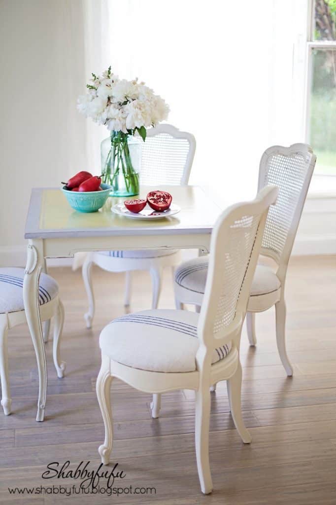 french caned chairs with grainsack