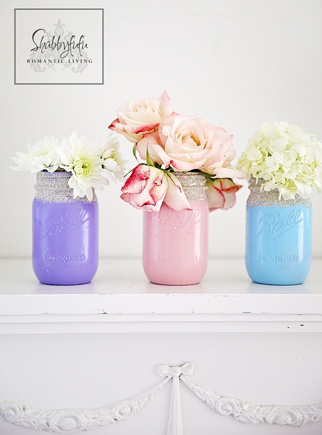 Pastel Mason Jars And Floral Styling