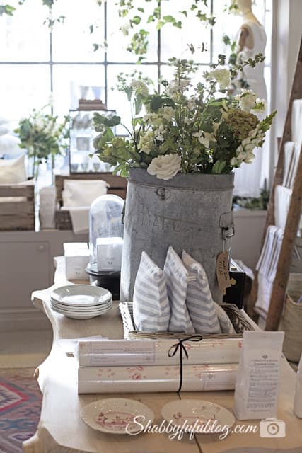 This table centerpiece from Cabbage & Roses shop is the perfect shabby chic style for a home like mine. 