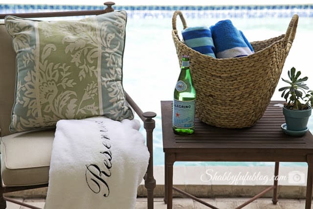 This wicker basket is perfect for the pool deck! Store towels, snacks, and tanning lotion and you're good to go. 