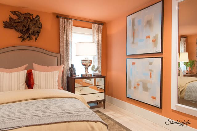 Another bedroom in the HGTV Dream Home 2016 - this terra cotta colored guest room was created by David Bromstad.