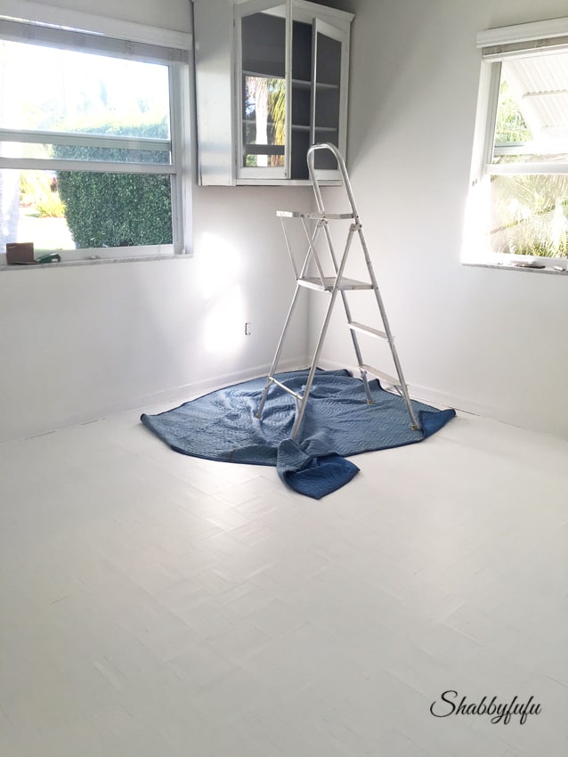 white painted floor