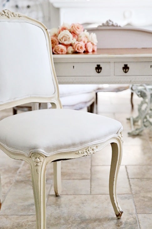 vintage white french chair
