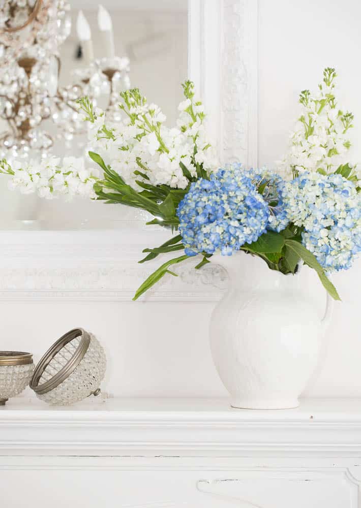 white decorating with flowers