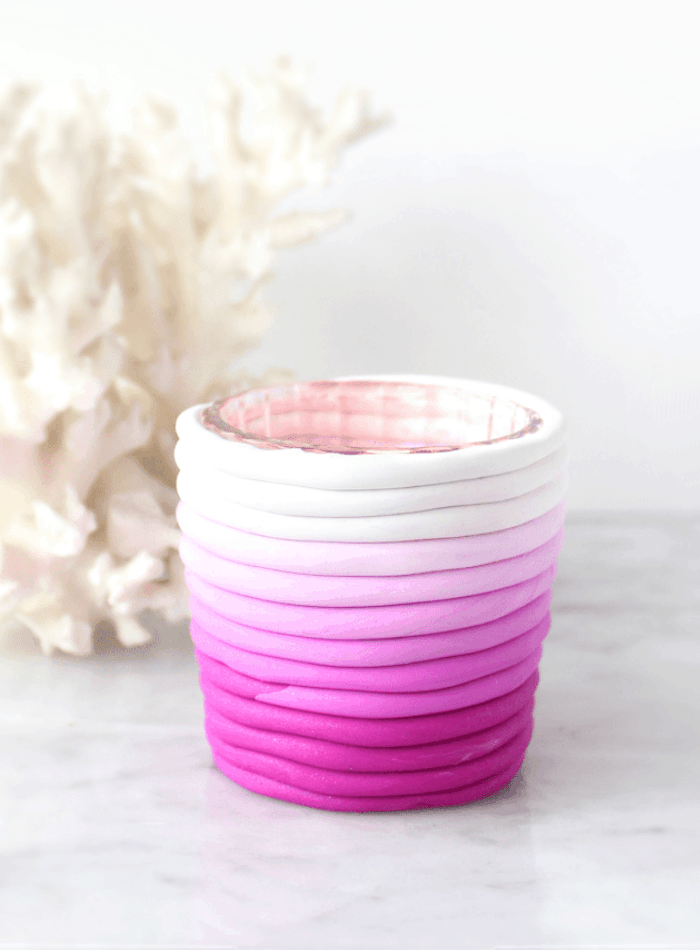 pink ombre clay beautiful diy candleholders