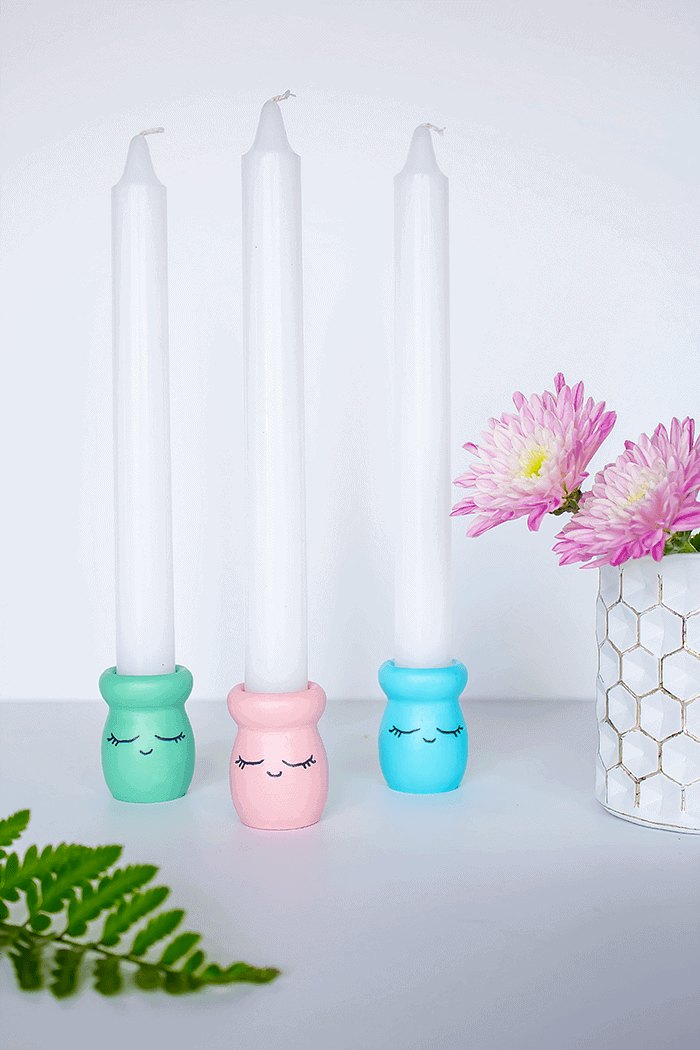shy face candle holder diy