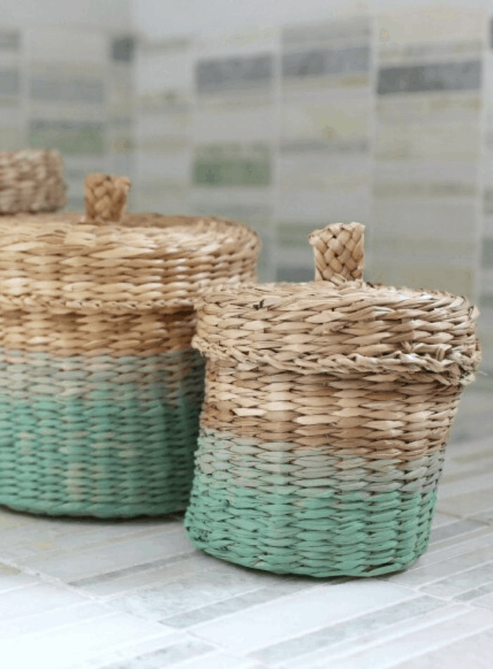 DIY ombre home decor ideas painted baskets Anthro hack