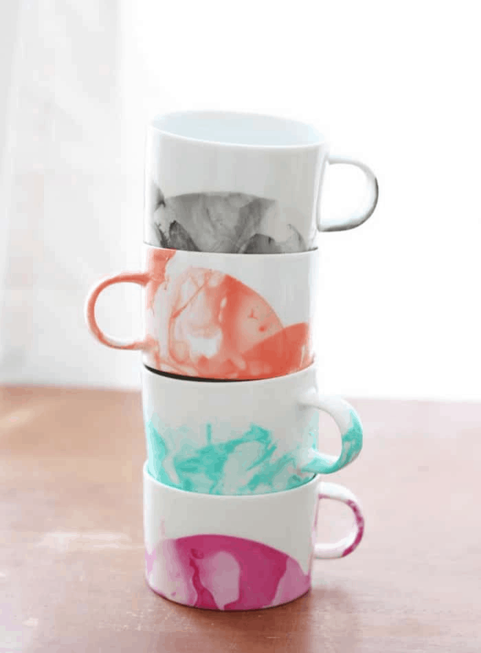 marbled DIY coffee mug projects
