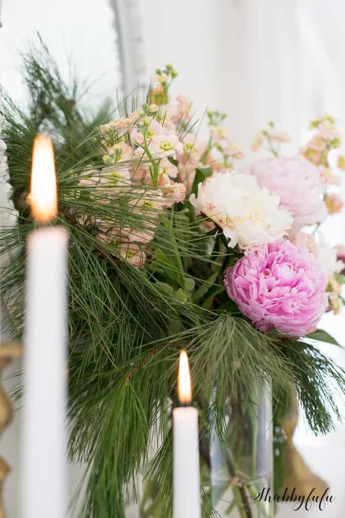peonies and candles