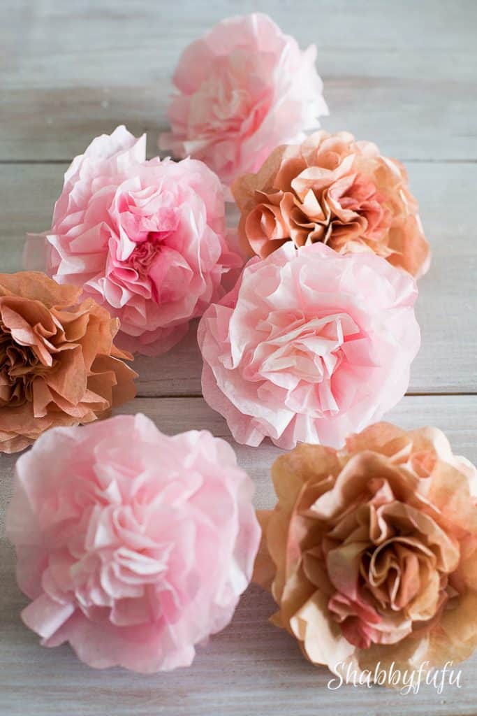pink coffee filter flowers