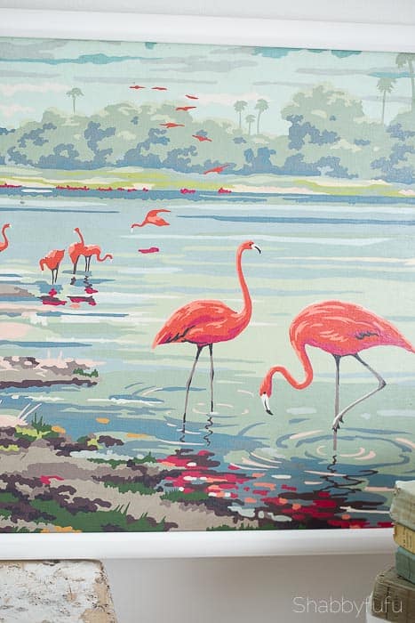 vintage paint by number flamingos