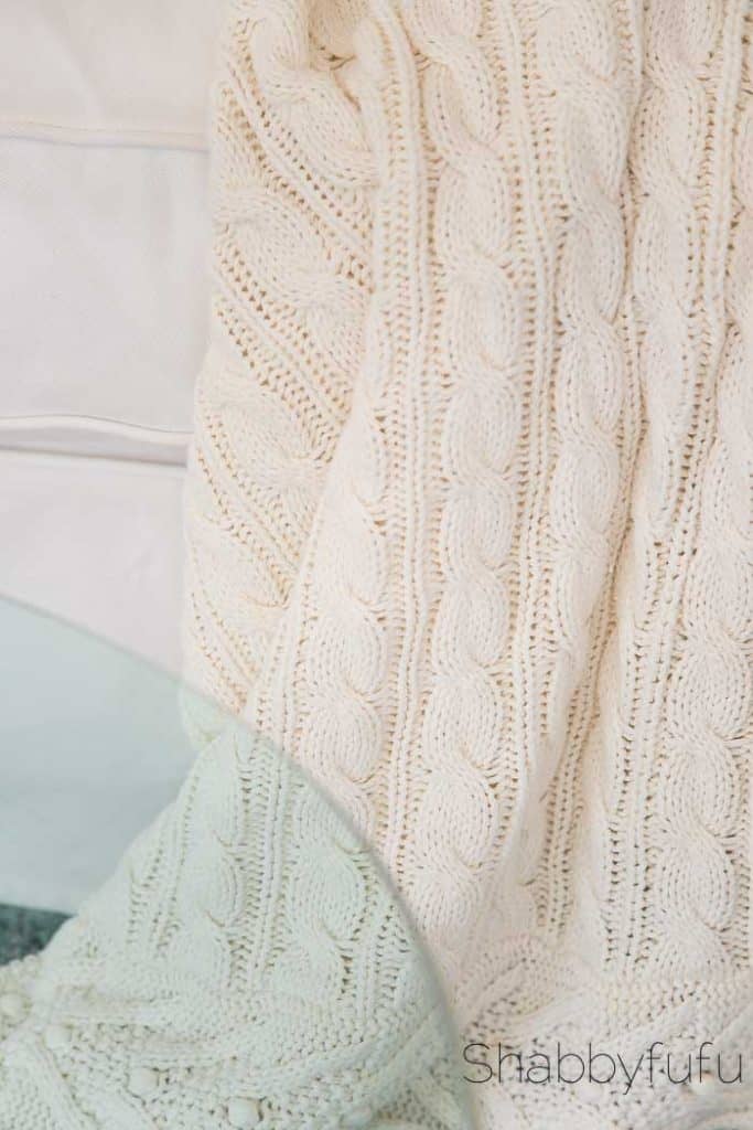 pottery barn cable knit throw