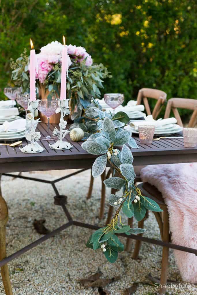 christmas tablescape blush pink