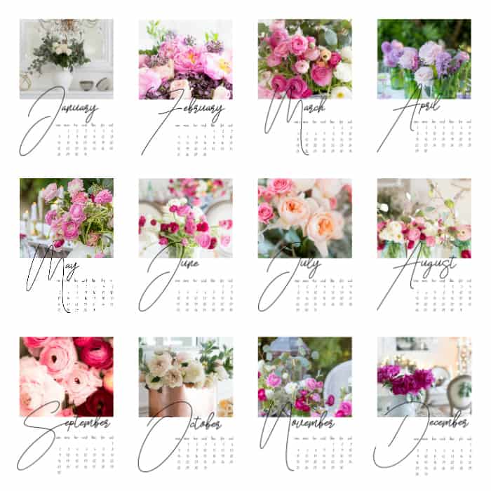 Shabbyfufu floral calendar 2018
