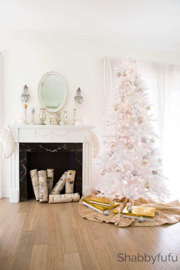 A Glistening Snowy White Flocked Christmas Tree