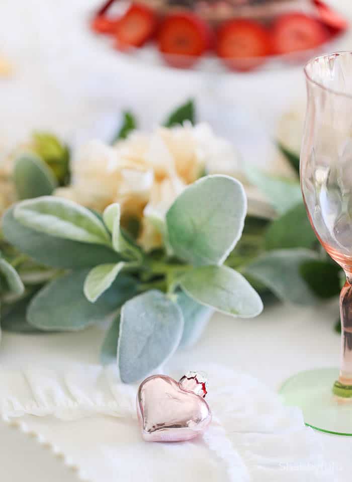 pink mercury glass heart table setting tips