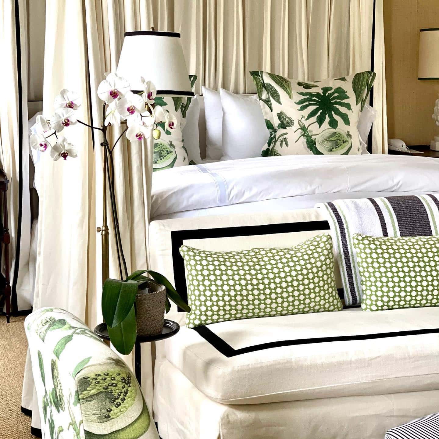 palm tree home decor trends featuring a bed with pillows 