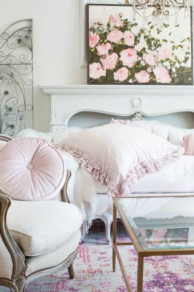 french country blush pink living room shabbyfufu