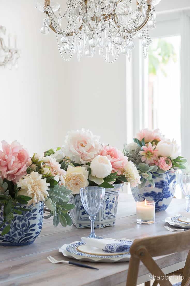 faux floral arrangements summer table