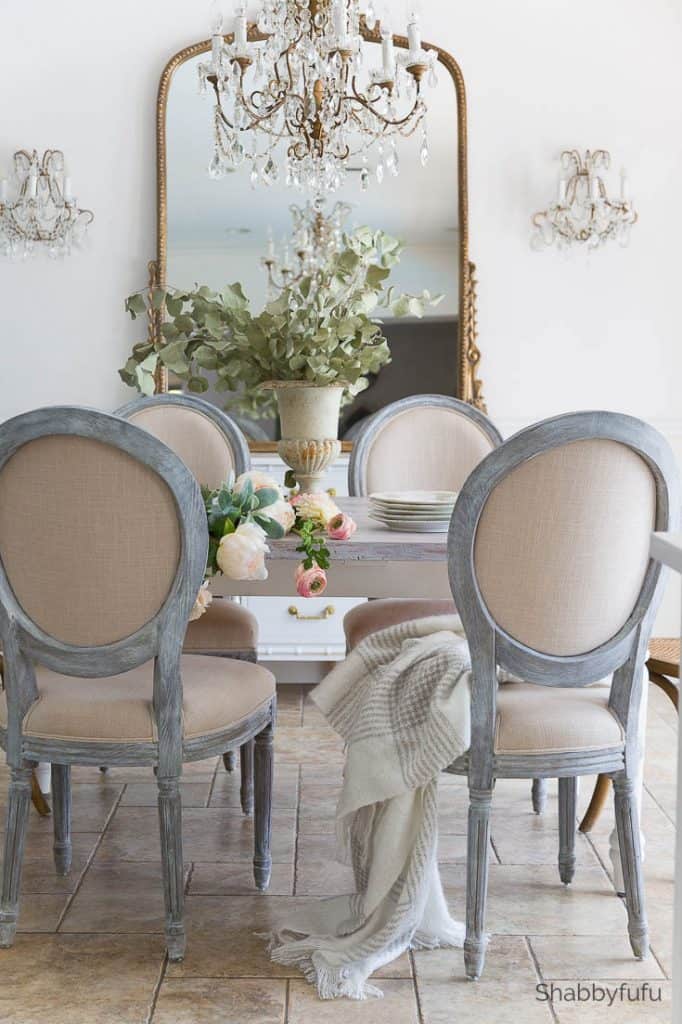 French Style Furniture And Chandelier, French Country Dining Room