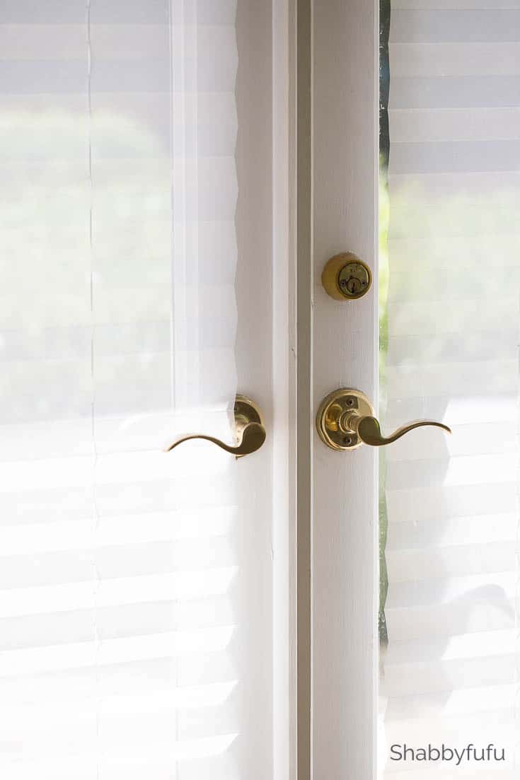 cordless window blinds sheers on French doors