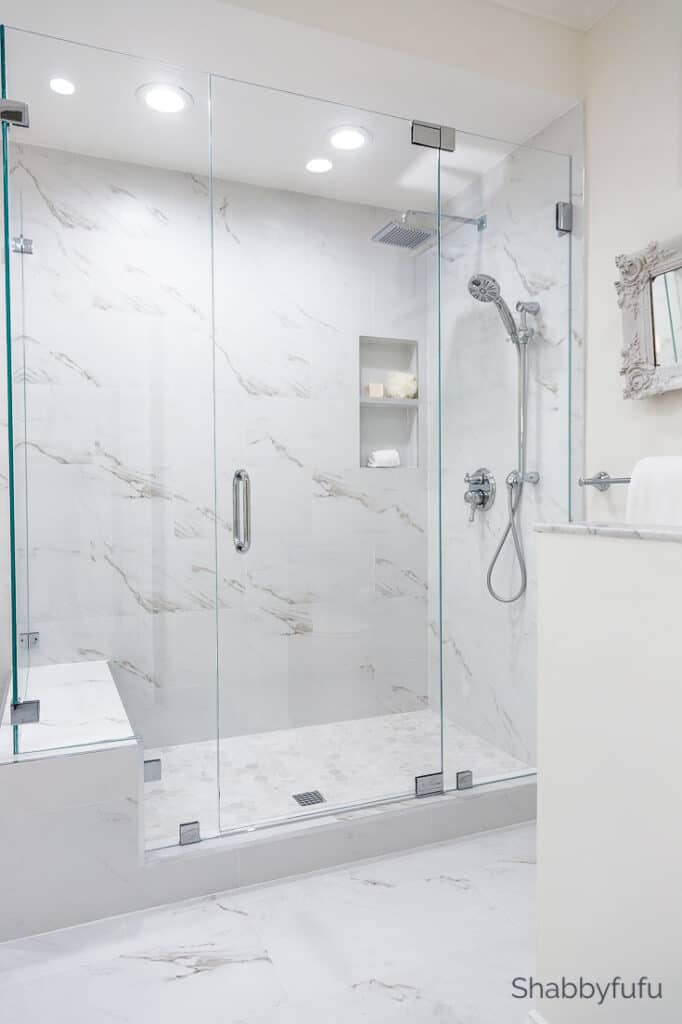 Modern Luxe Bathroom Makeover Inspired By Hotel Design - shabbyfufu.com - Bathroom Renovation Luxury Makeover