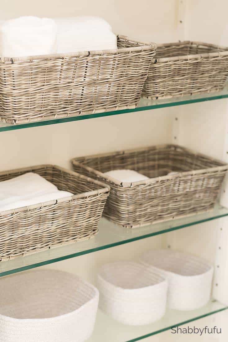 organize your space with bathroom storage baskets on a shelf 