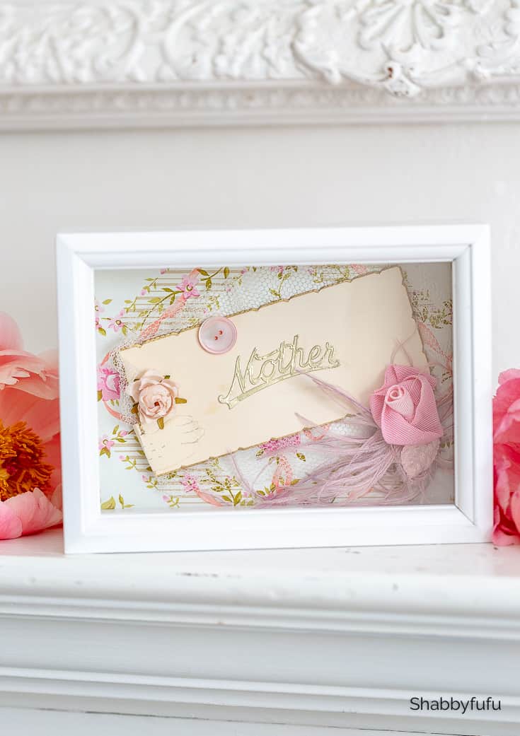 Shadow Box Frame Displaying Heirlooms – 20 Minute Decorating