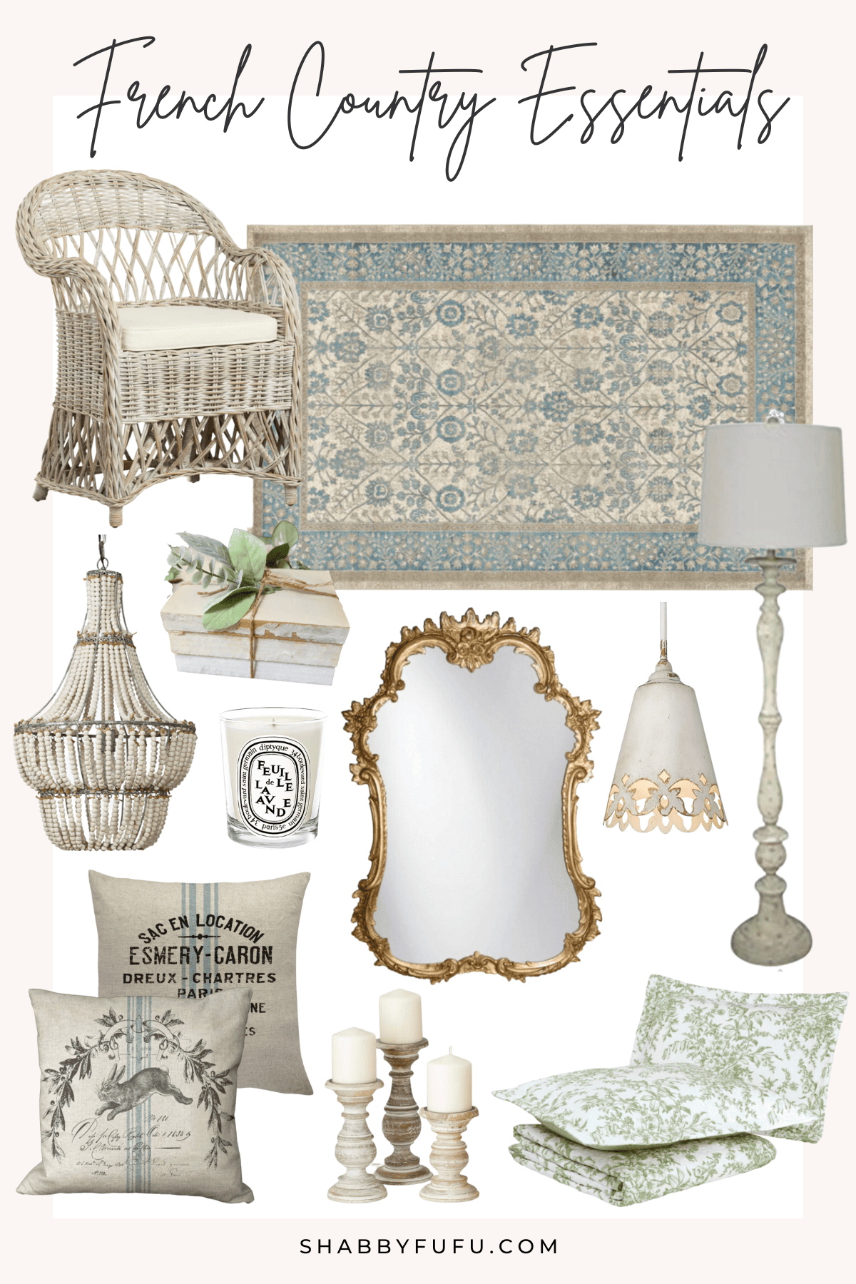 collage style image with french country furniture pieces