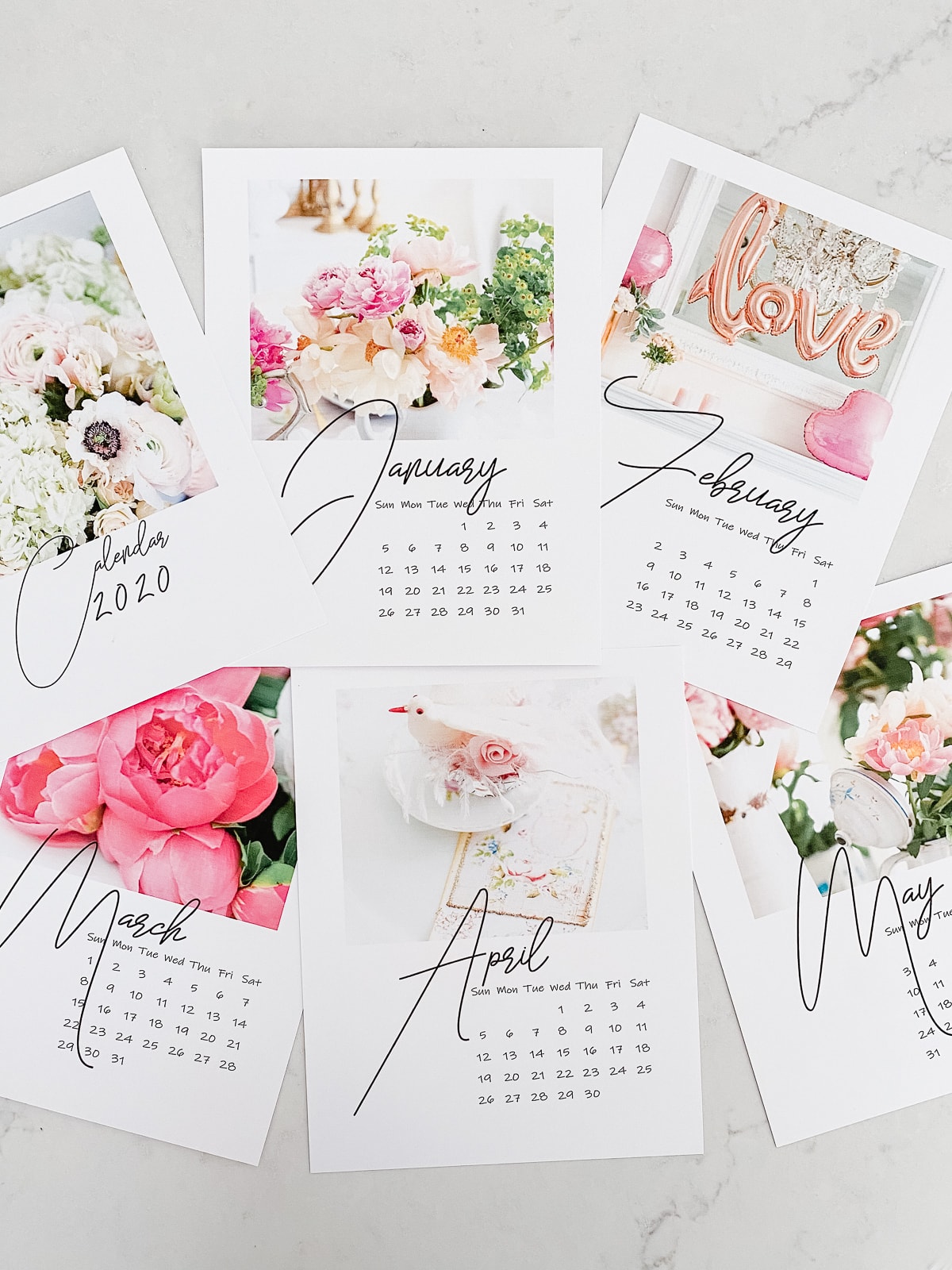 2020 Calendar Free Printable Floral