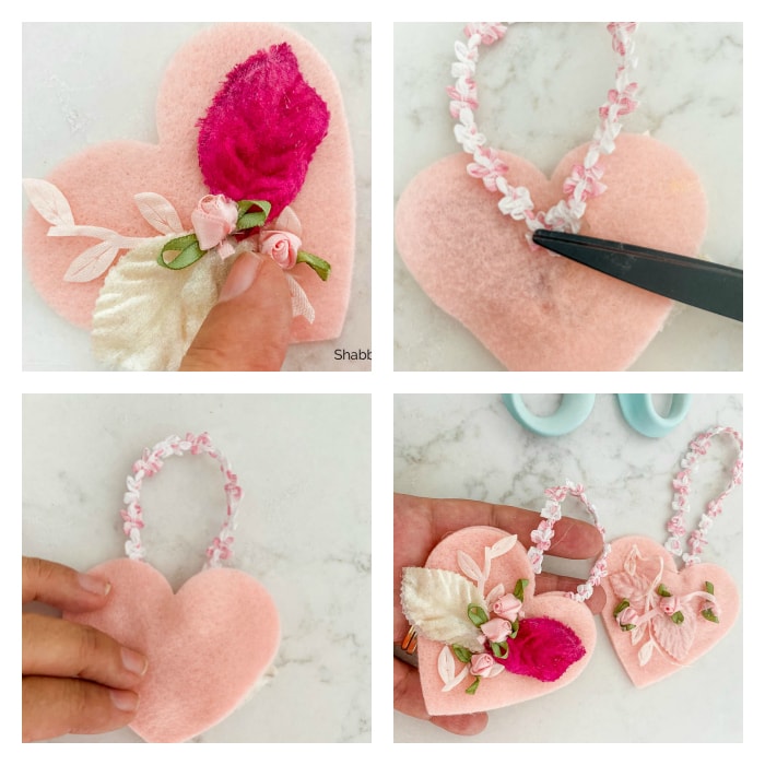crafting felt Valentines Day Hearts