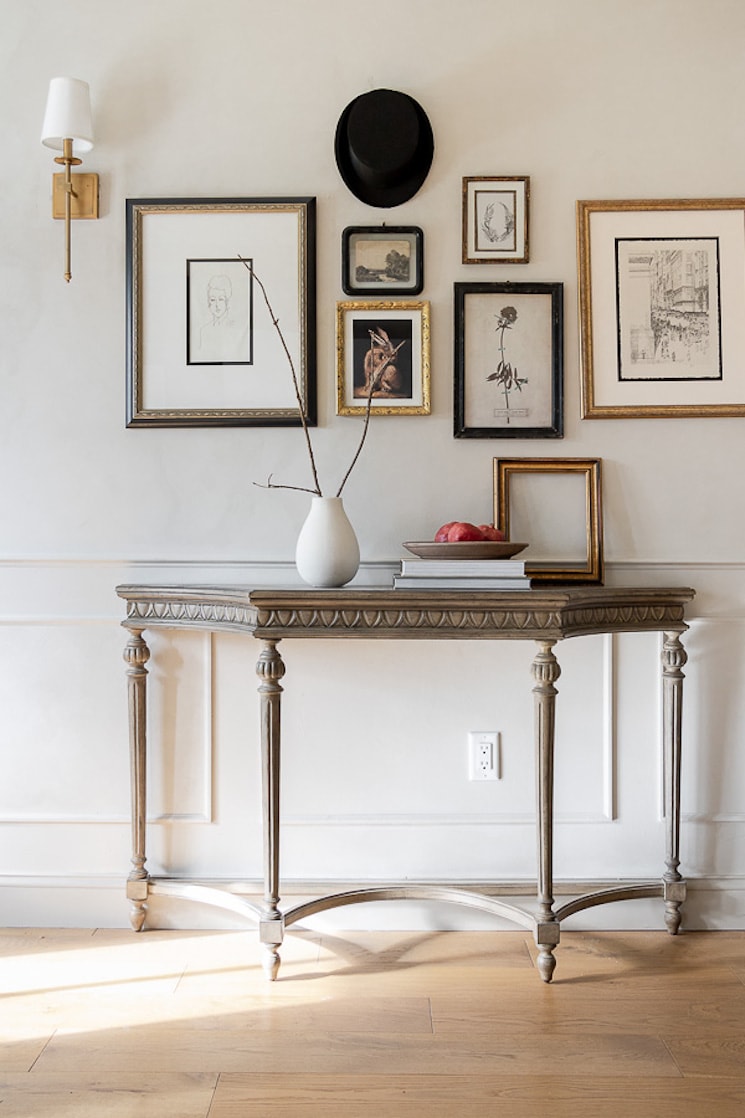 foyer table with gallery wall