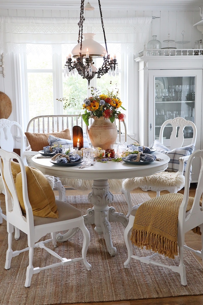 vintage style dining room in Norwegian home