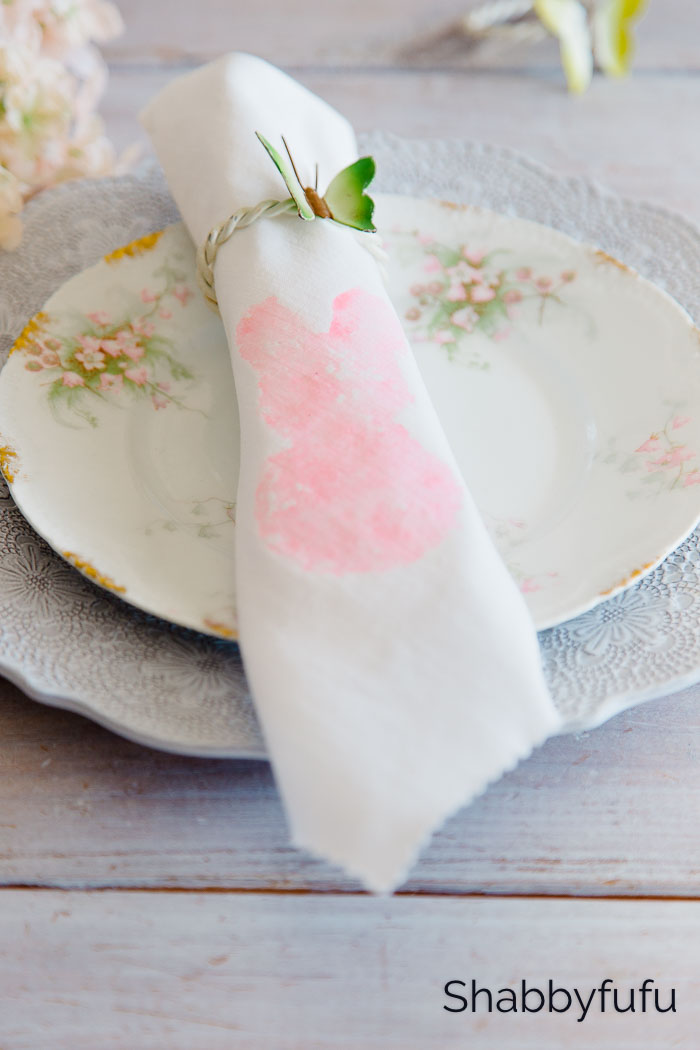 pink food coloring bunny napkin