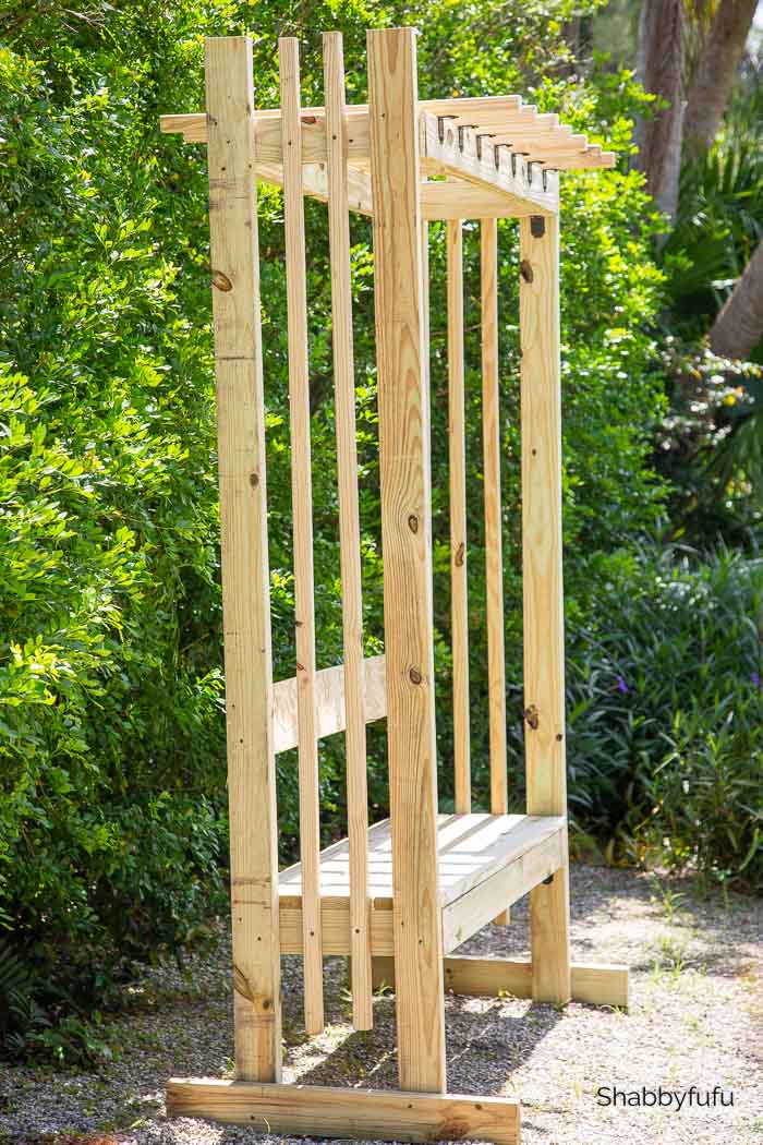 simple pergola bench project shabbyfufu