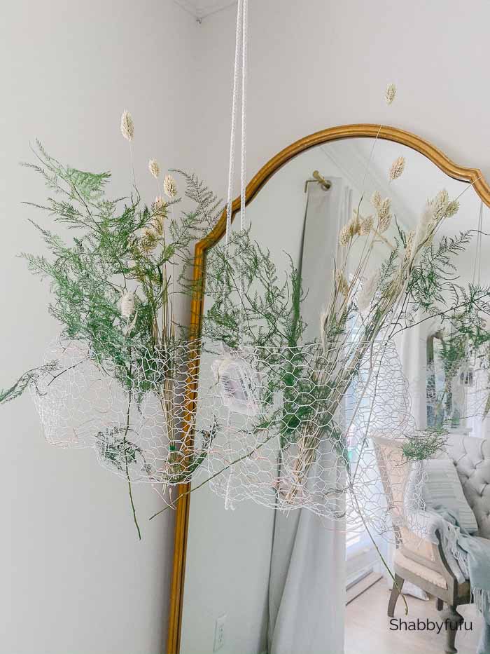 making a dried floral chandelier