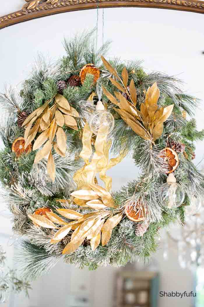 gilded gold Christmas tree wreath Shabbyfufu