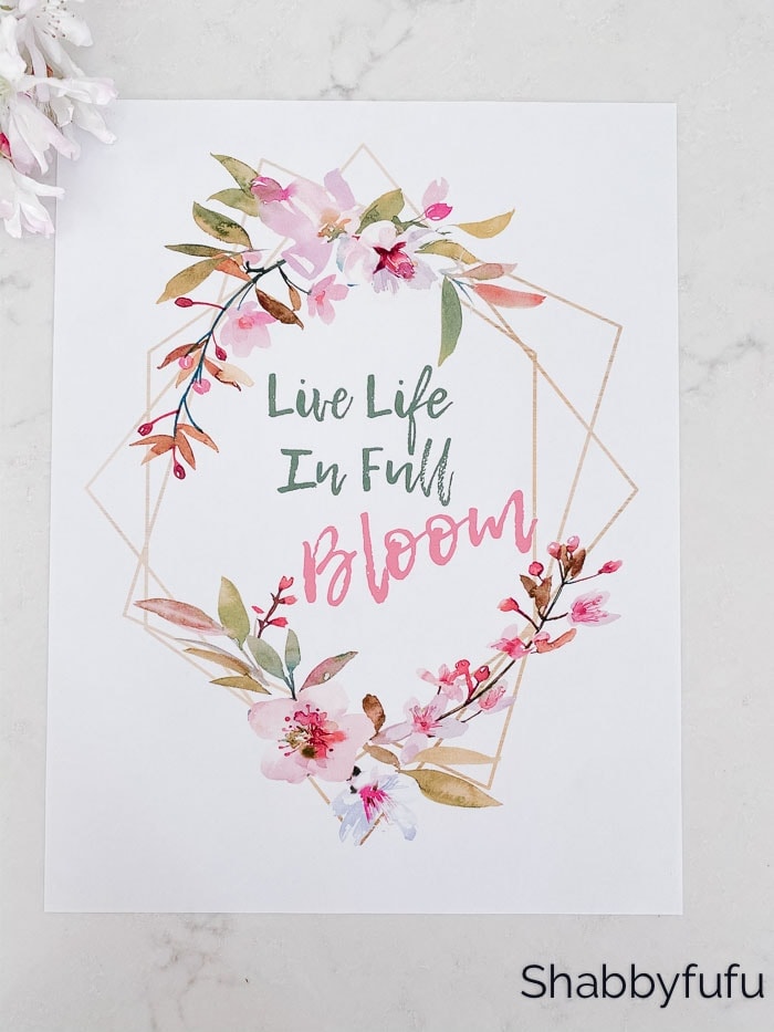 image of free live life in full bloom printable