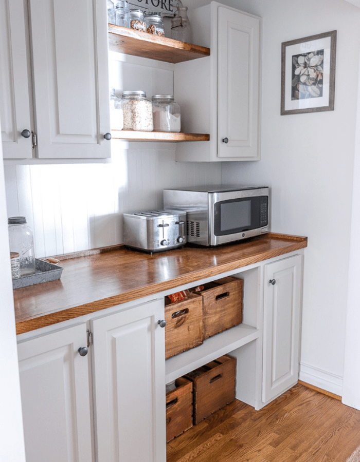makeover farmhouse styled renovation small kitchen dining pantry area