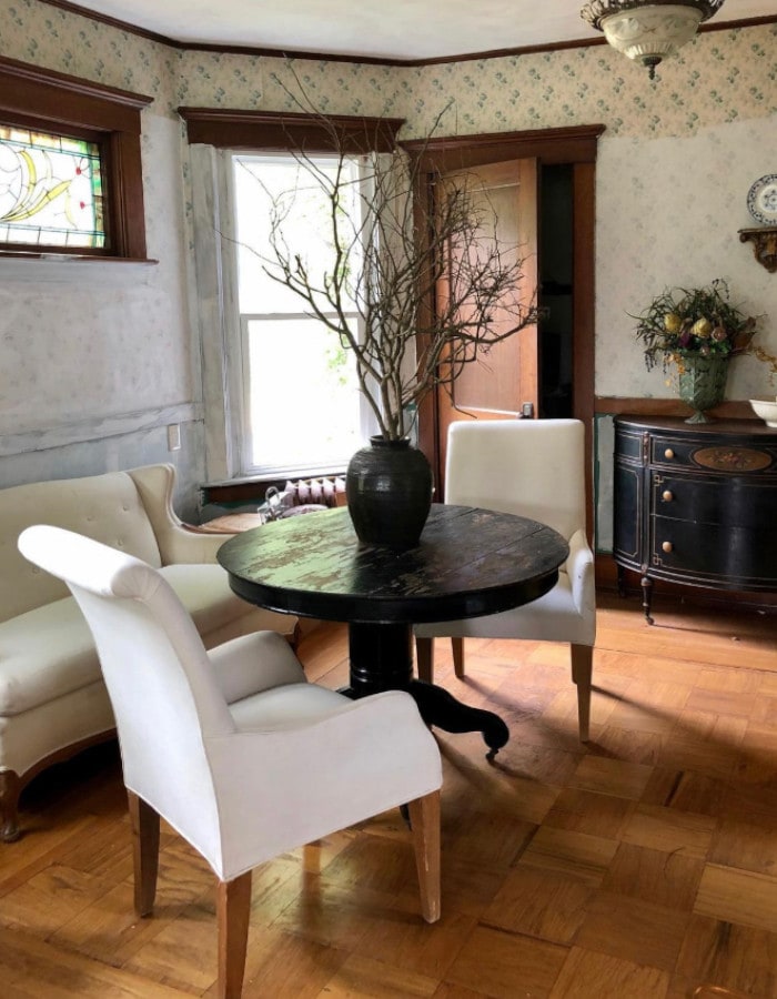 historical farmhouse dining room before decor makeover