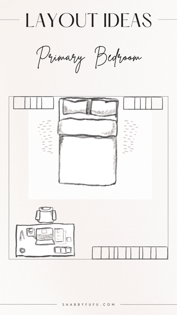 infographic of primary bedroom layout for a small bedroom