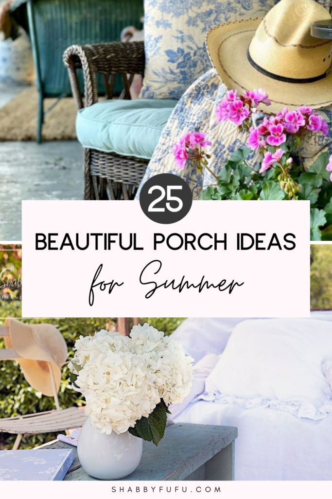 decorative graphic of porch ideas featuring two images of porches