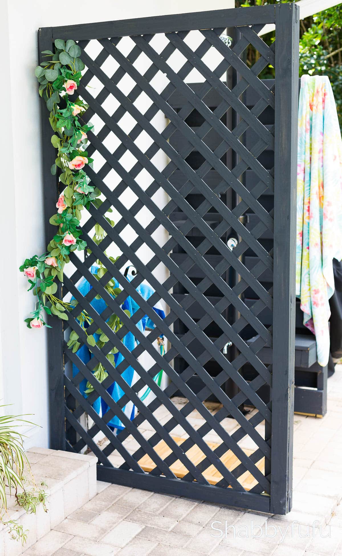finished build a lattice screen to hide an outdoor shower
