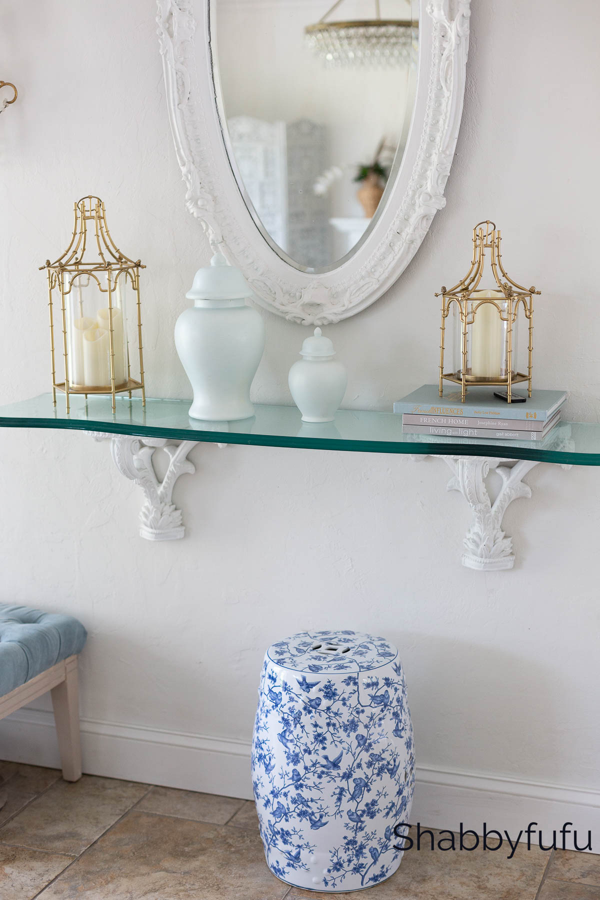 Foyer table with ginger jars